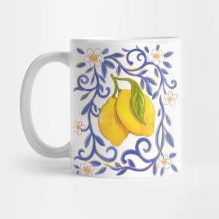 Lemon Delight Hand-Painted Mediterranean Tile Style Citrus Mug